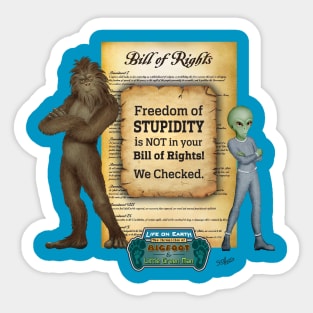 Bigfoot & Little Green Man examine the Bill of Rights Sticker